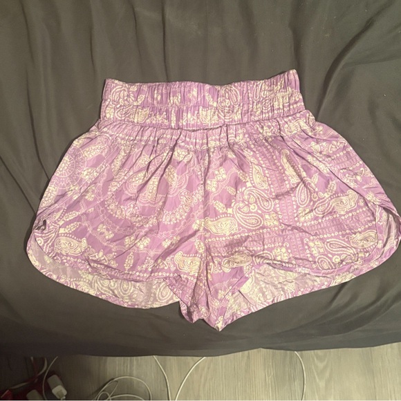 Free People Movement Women's Pink Paisley Shorts - Picture 3 of 4